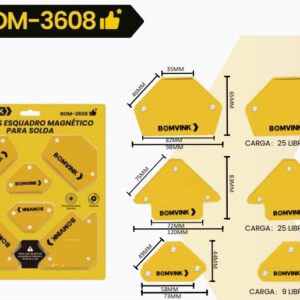 KIT C/6 PÇS  ESQUADRO MAGNÉTICO PARA SOLDA BOMVINK BOM-3608