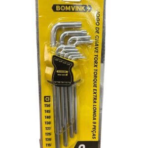 JG CHAVE TORX EXTRA-LONGO C/9 T10 A T50 BOM-3207 BOMVINK